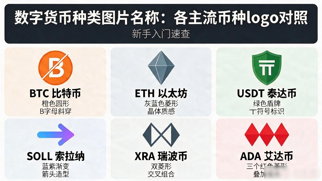 主流加密货币图标名称对照_数字货币种类图片名称_数字货币logo识别技巧