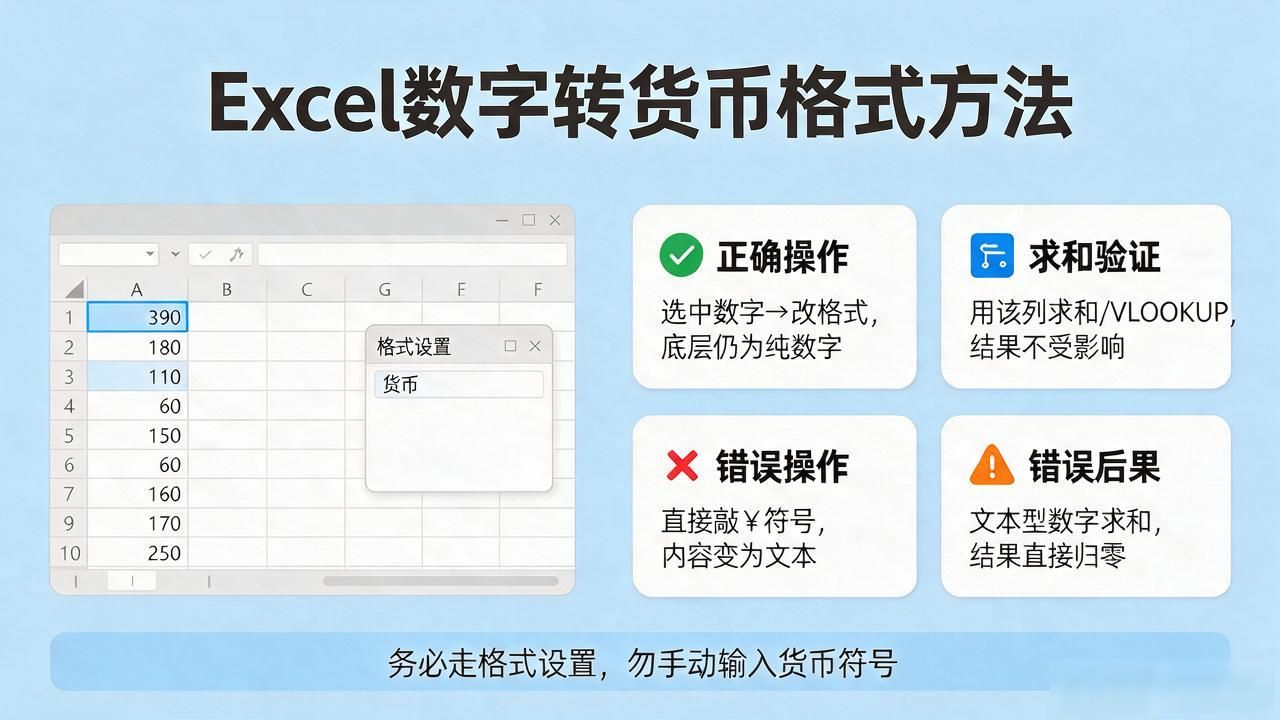 数字格式怎么改成货币_成本核算Excel货币格式_WPS表格设置货币符号